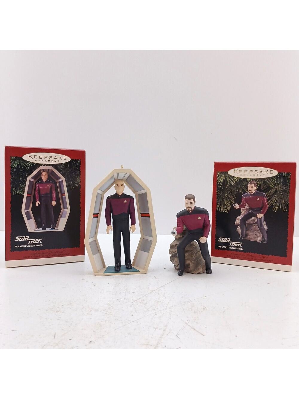 2 Pcs Hallmark Keepsake Star Trek Ornaments Capt. Picard & Com. William T Riker